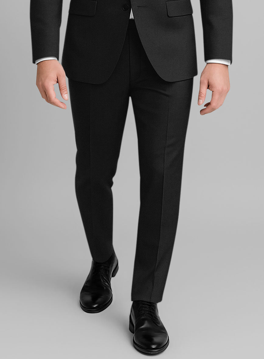 Black Cotton Power Stretch Chino Suit - StudioSuits