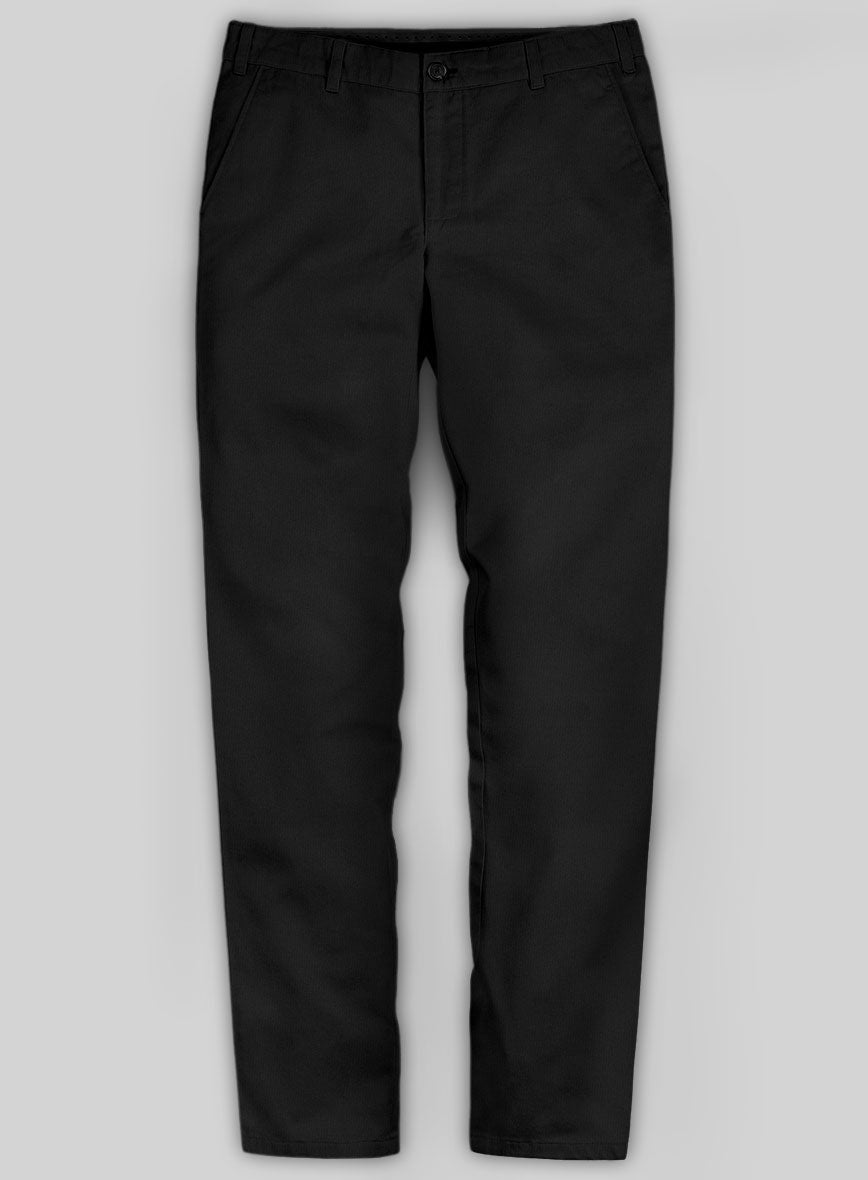 Washed Black Feather Cotton Canvas Stretch Chino Pants - StudioSuits