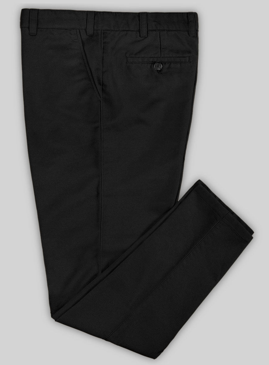 Washed Black Feather Cotton Canvas Stretch Chino Pants - StudioSuits
