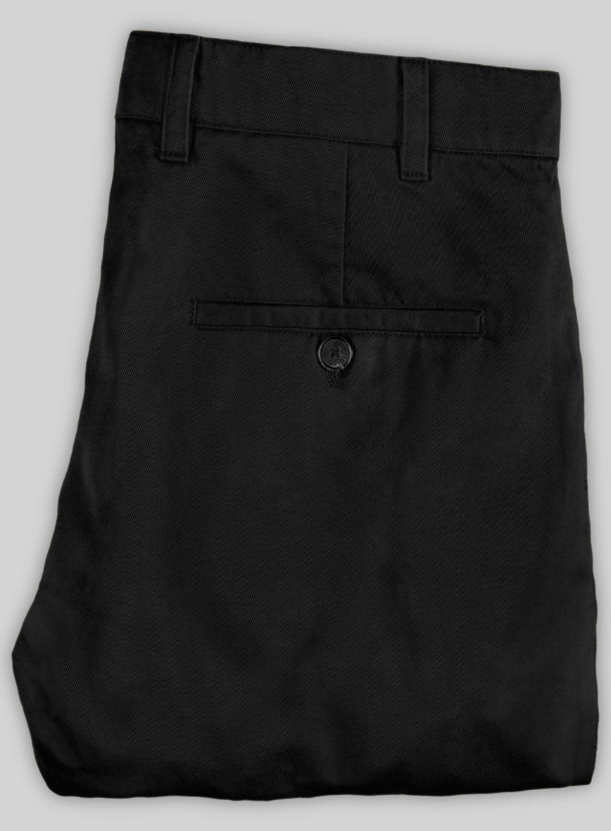 Washed Black Feather Cotton Canvas Stretch Chino Pants - StudioSuits