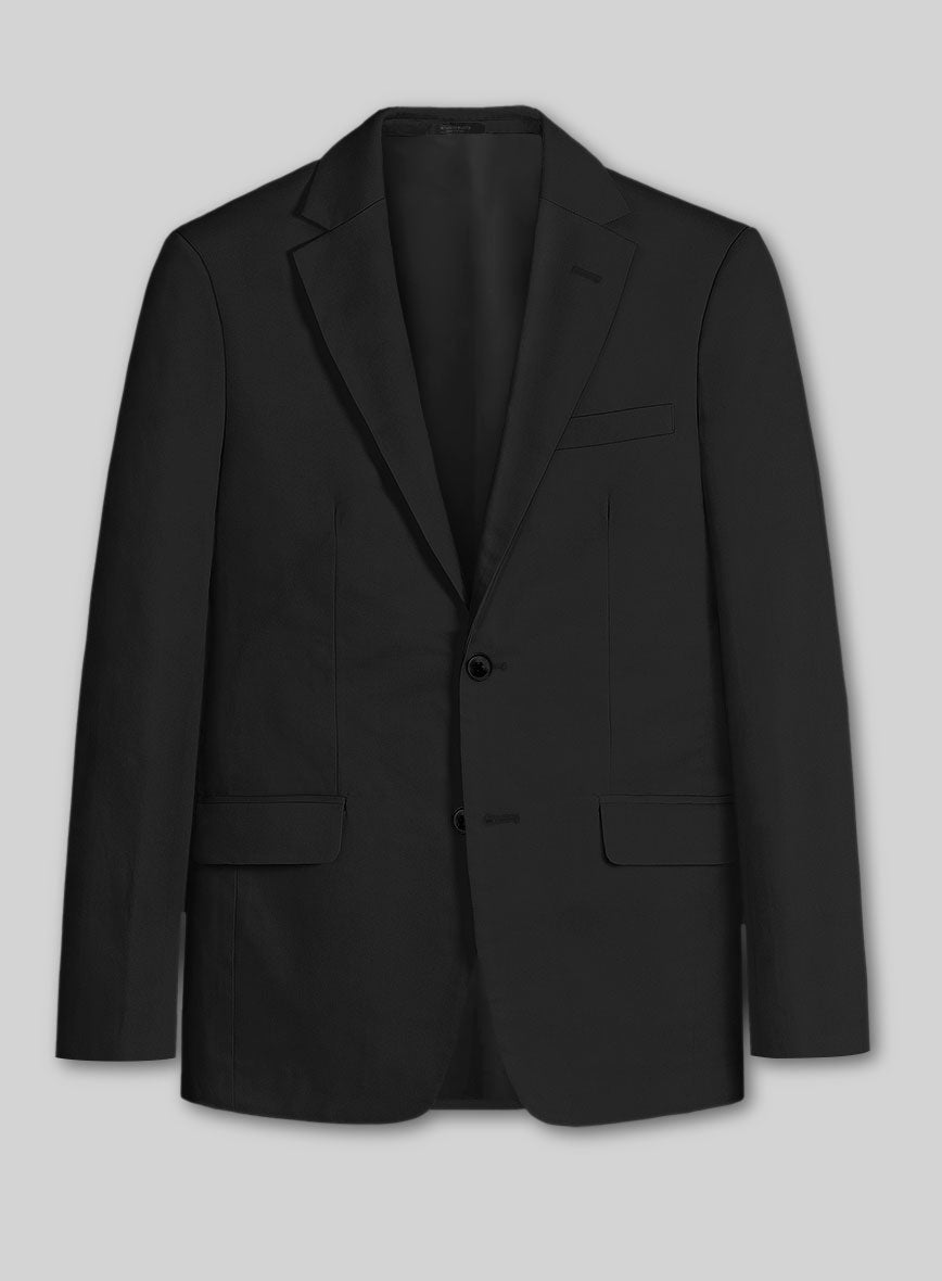 Black Feather Cotton Canvas Stretch Jacket - StudioSuits