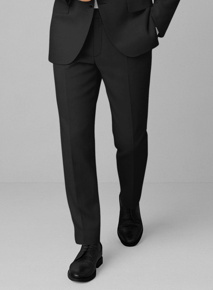 Black Feather Cotton Canvas Stretch Pants - StudioSuits