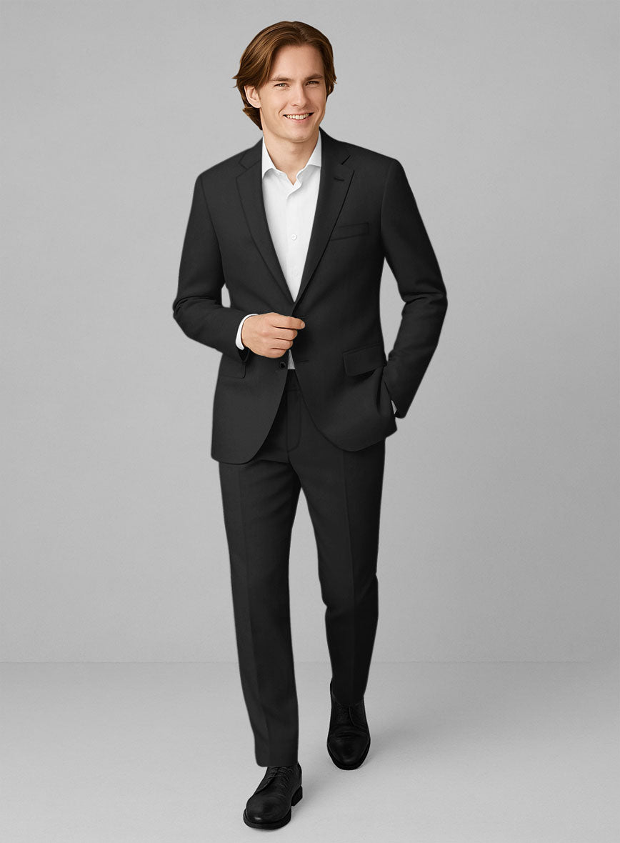 Black Feather Cotton Canvas Stretch Suit - StudioSuits