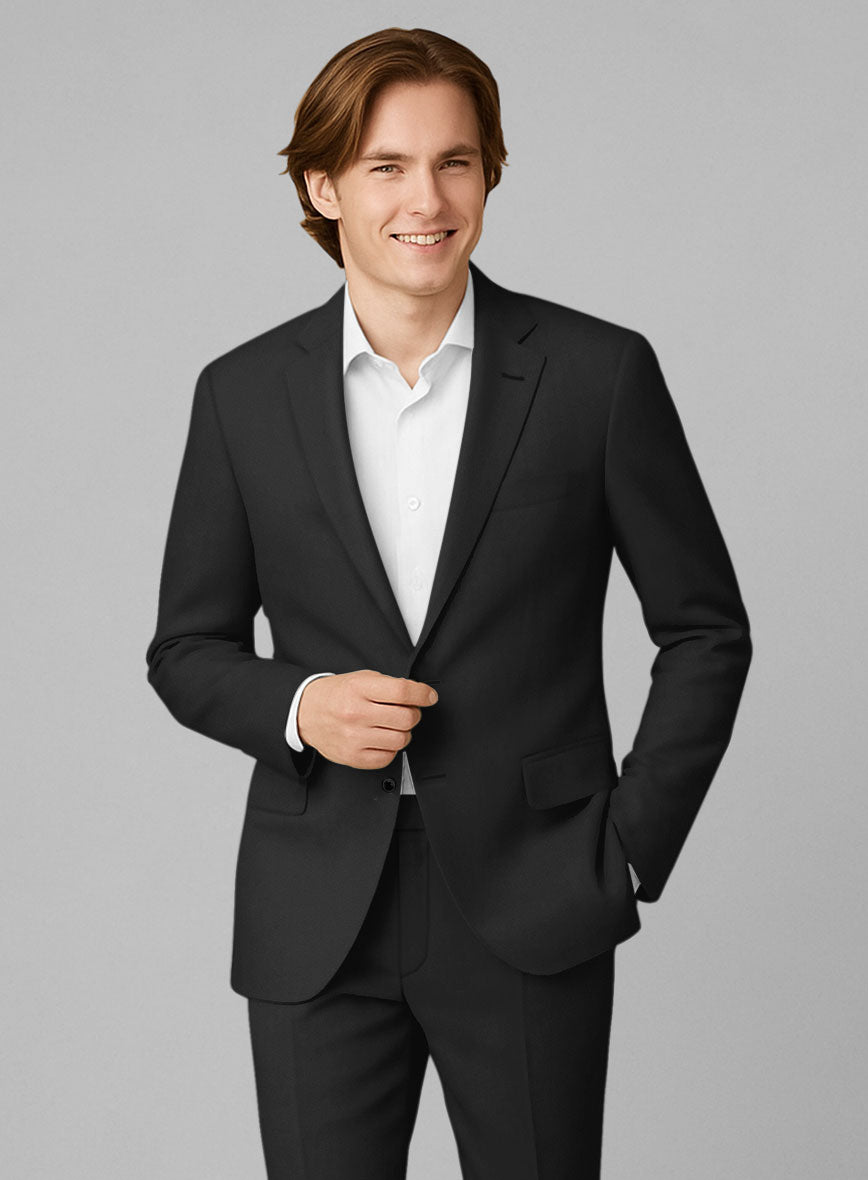 Black Feather Cotton Canvas Stretch Suit - StudioSuits