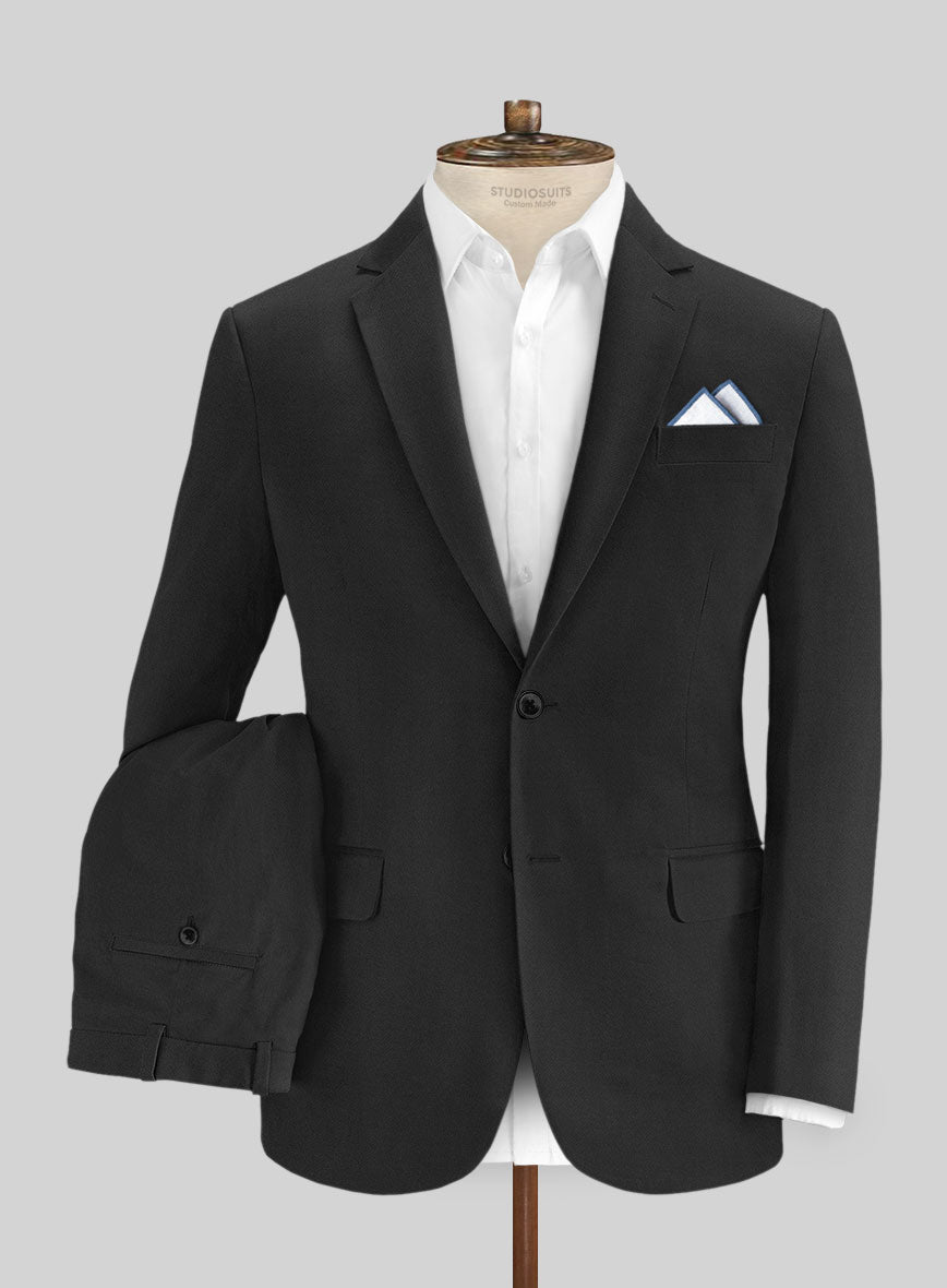 Black Feather Cotton Canvas Stretch Suit - StudioSuits
