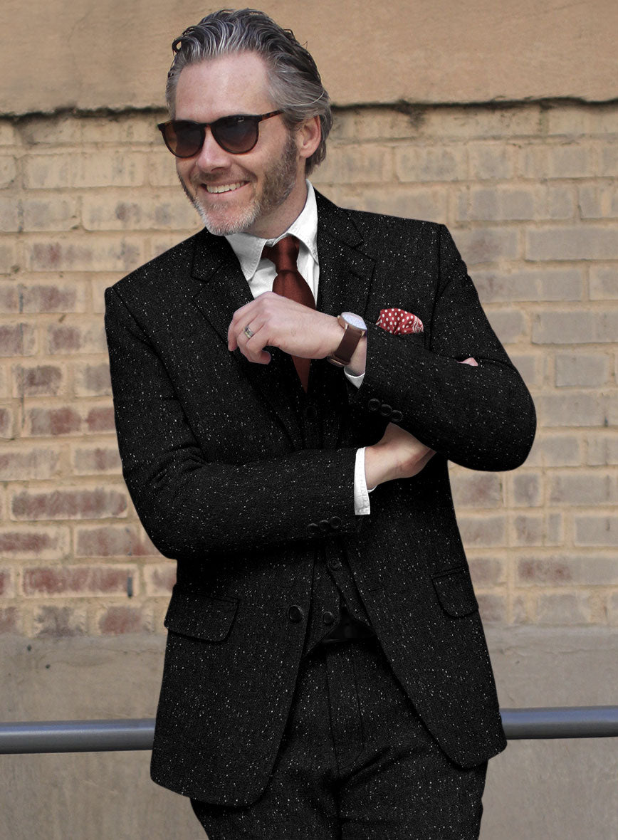 Black Flecks Donegal Tweed Jacket - StudioSuits