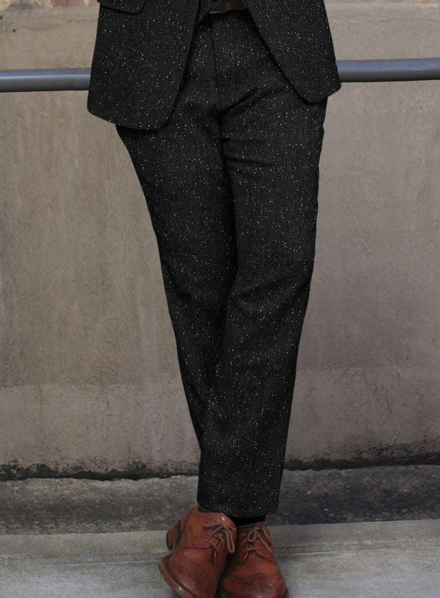 Black Flecks Donegal Tweed Pants - StudioSuits
