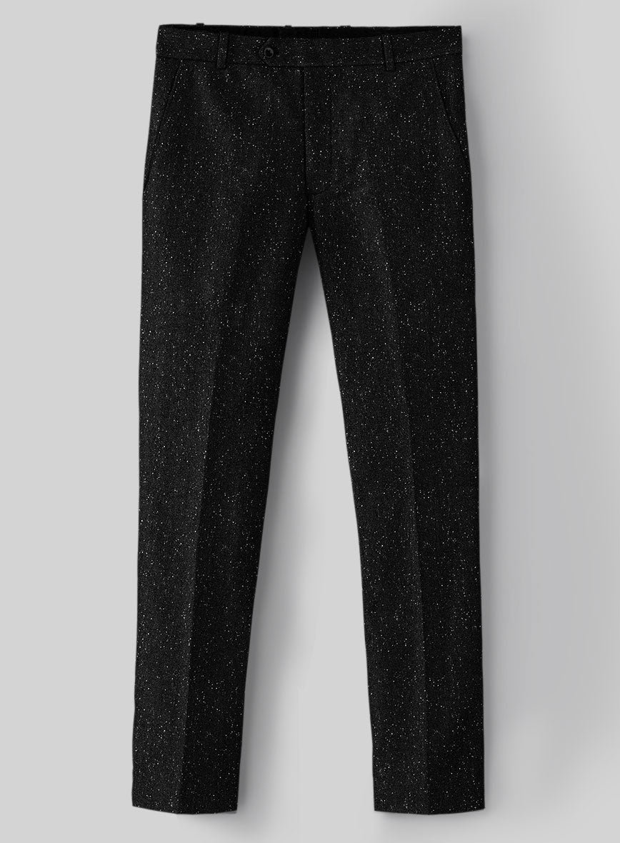 Black Flecks Donegal Tweed Pants - StudioSuits
