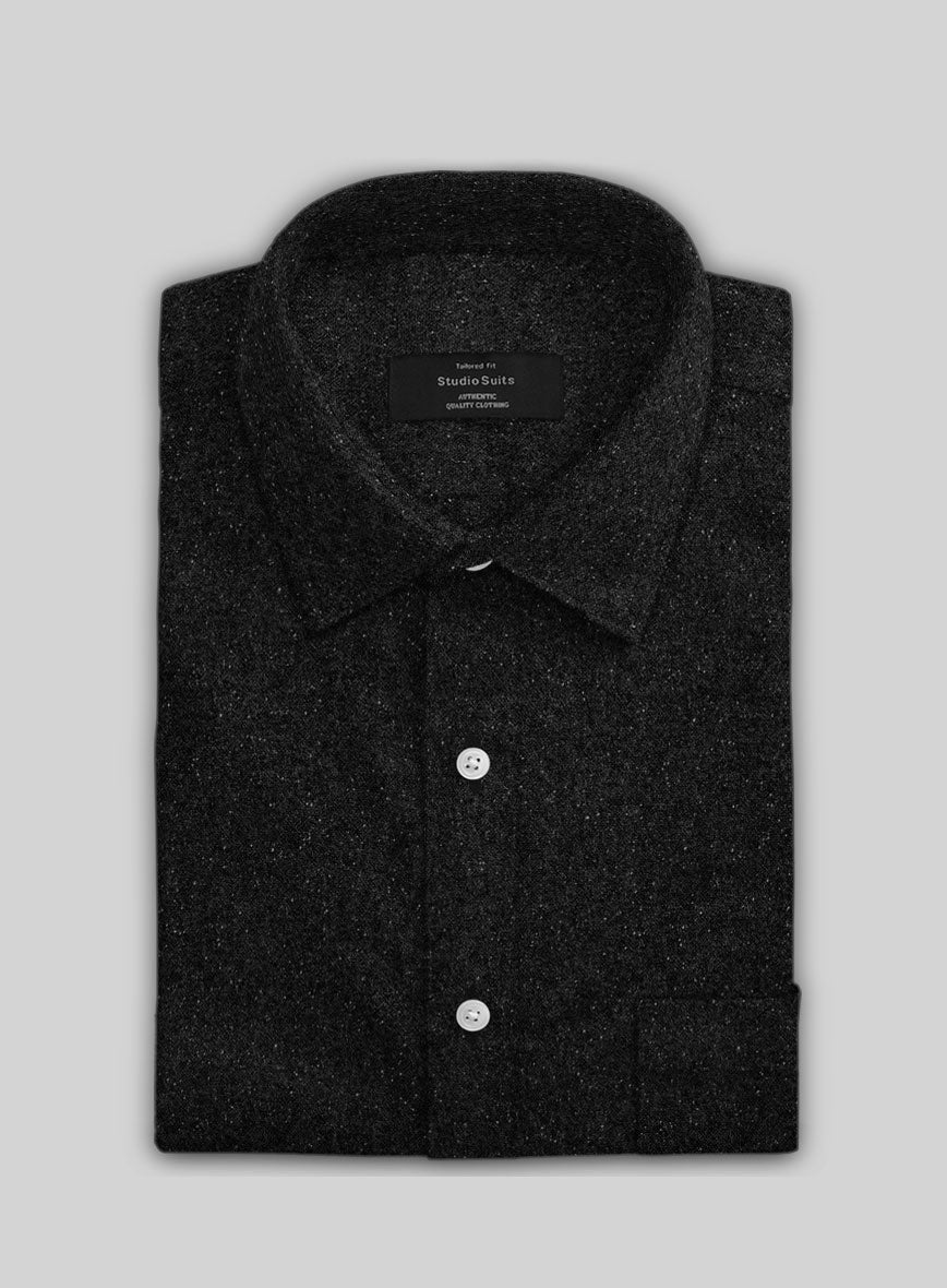 Black Flecks Donegal Tweed Shirt - StudioSuits
