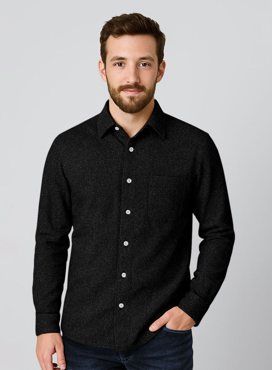 Black Flecks Donegal Tweed Shirt - StudioSuits