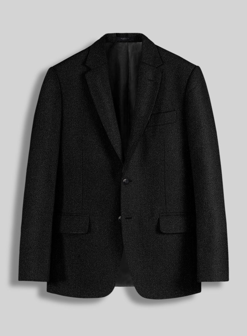 Black Heavy Tweed Jacket - StudioSuits