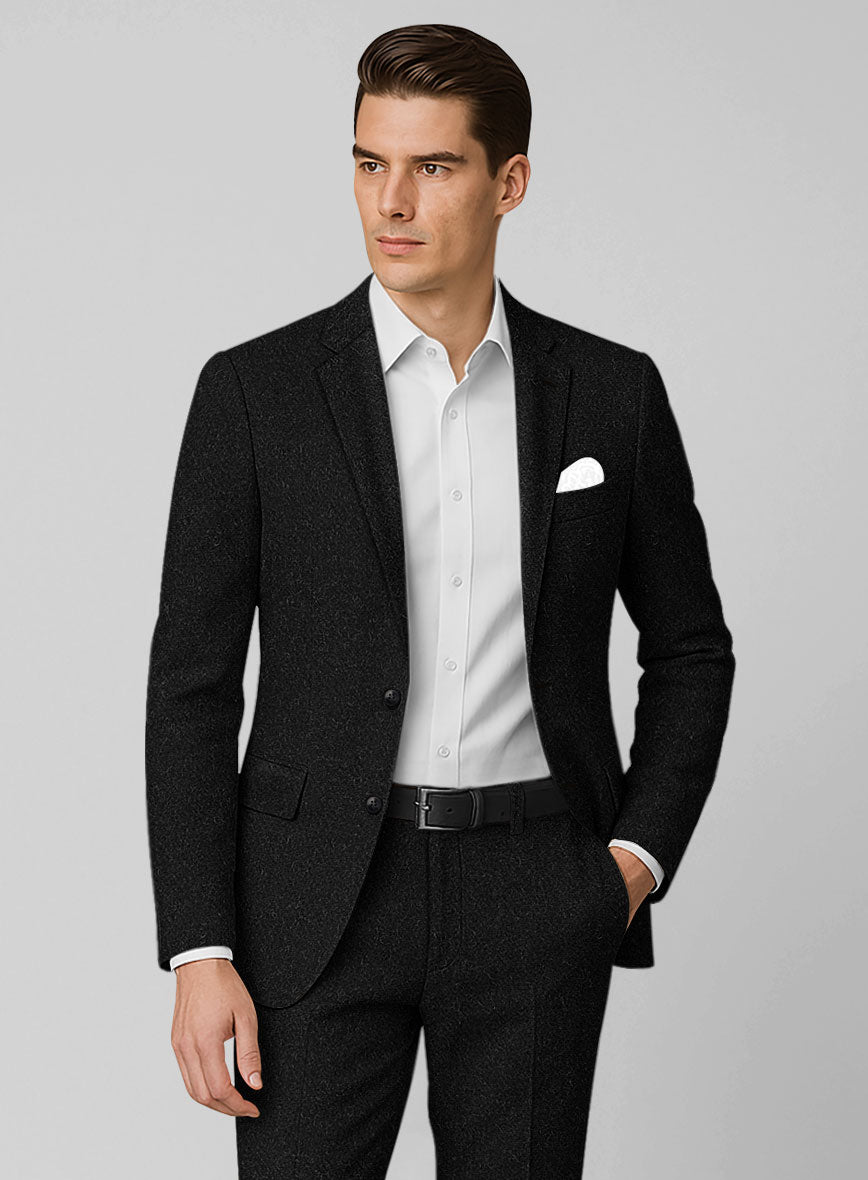 Black Heavy Tweed Jacket - StudioSuits