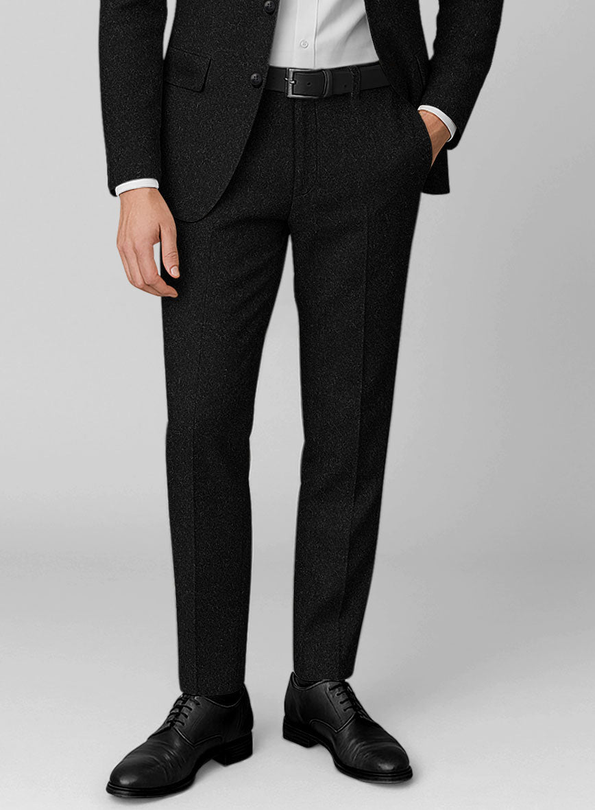 Black Heavy Tweed Pants - StudioSuits
