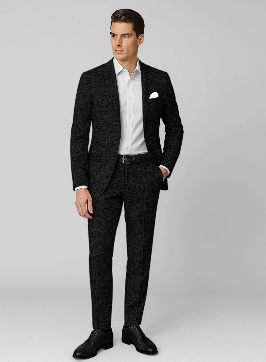 Black Heavy Tweed Suit - StudioSuits