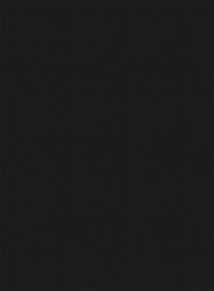 Black Herringbone Cotton Shirt - StudioSuits