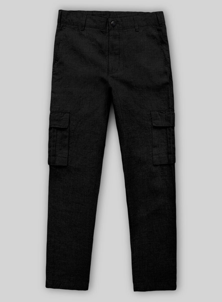 Black Linen Cargo Pants - StudioSuits