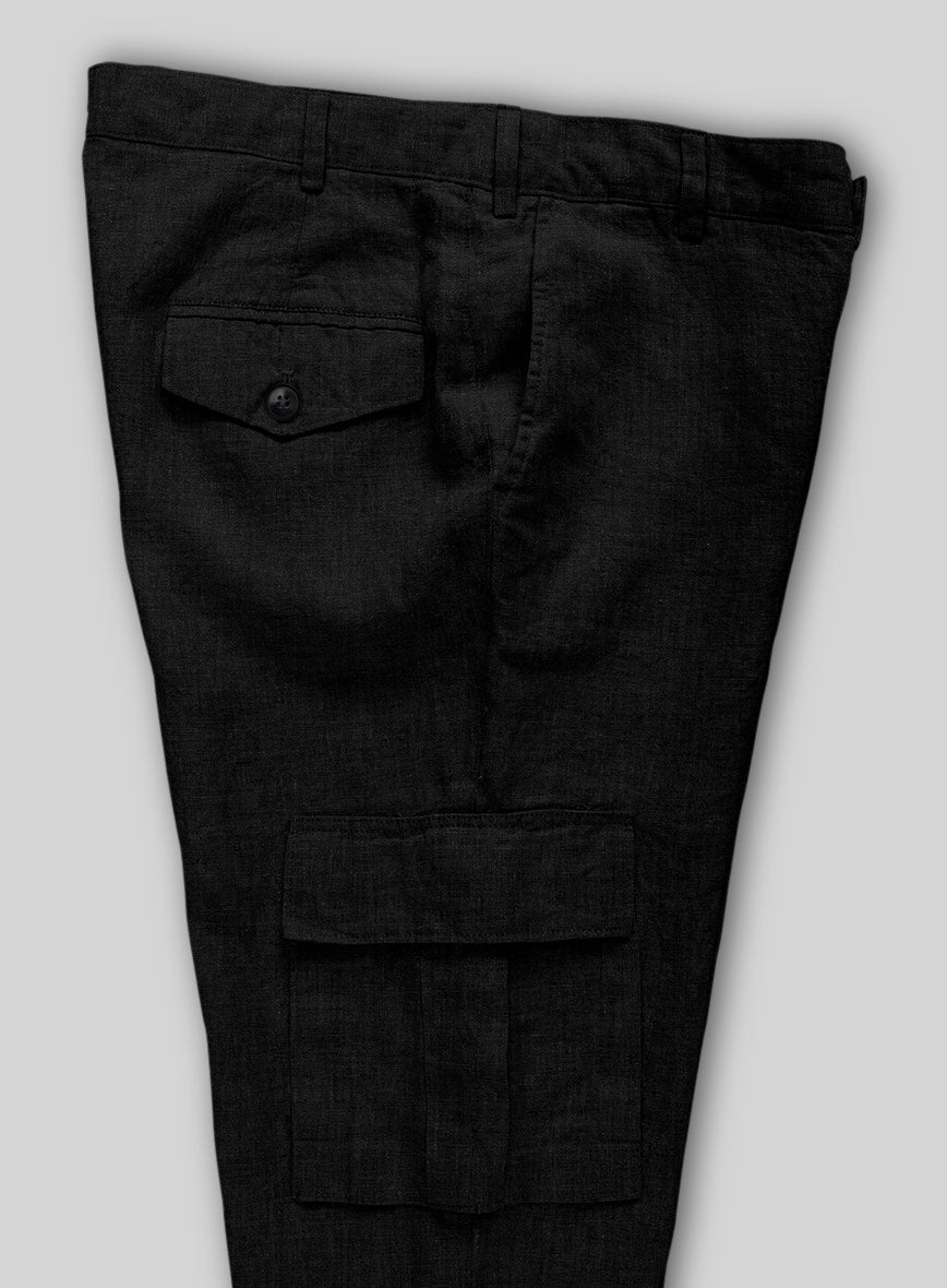 Black Linen Cargo Pants - StudioSuits