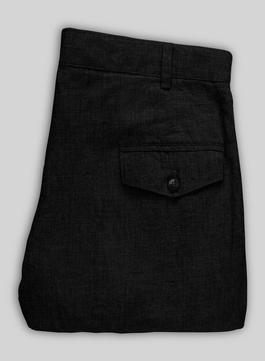 Black Linen Cargo Pants - StudioSuits