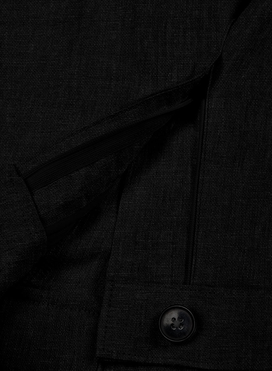 Black Linen Cargo Pants - StudioSuits