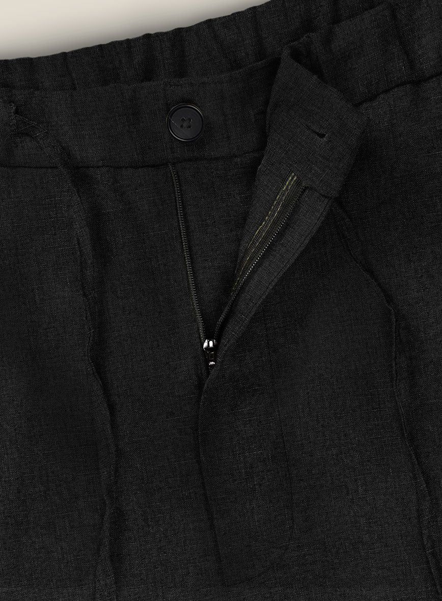 Black Linen Shorts - StudioSuits