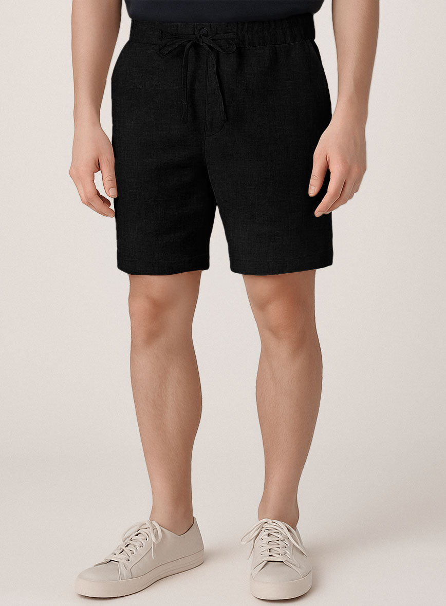Black Linen Shorts - StudioSuits