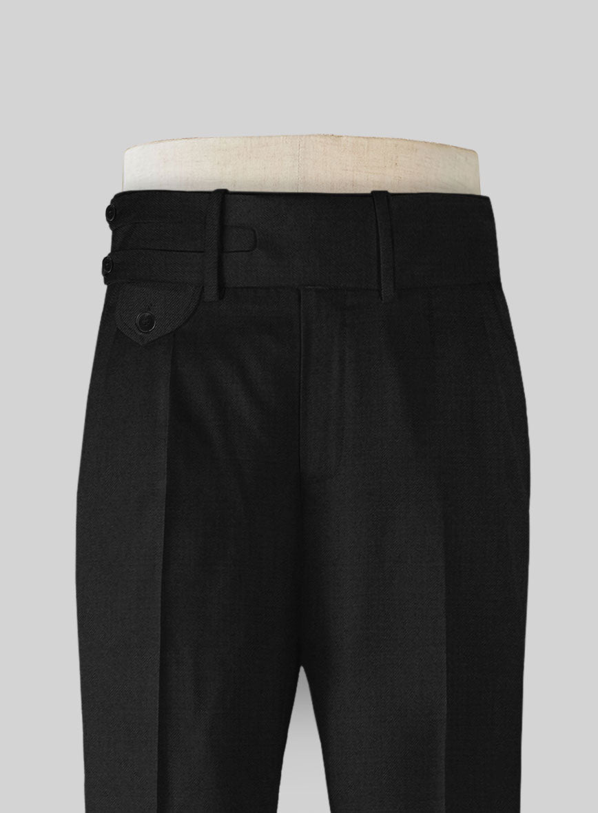 Black Merino Double Gurkha Wool Trousers – StudioSuits