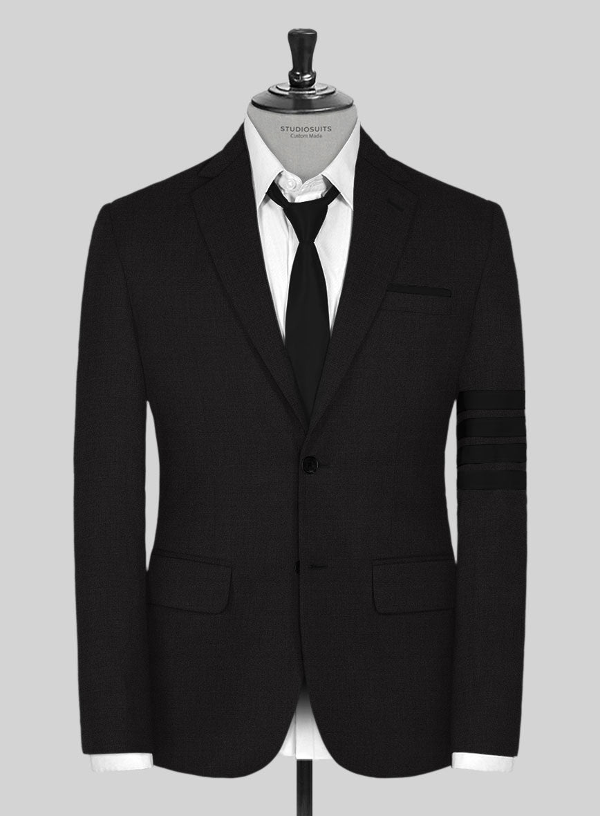 Black Merino Wool Black Bar Jacket - StudioSuits