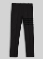 Black Merino Wool Black Bar Trouser - StudioSuits
