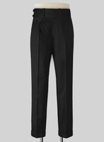 Black Merino Double Gurkha Wool Trousers - StudioSuits