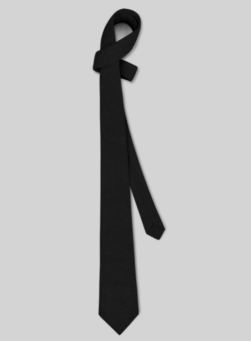 Black Merino Wool Tie - StudioSuits