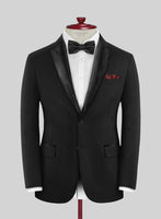 Black Merino Wool Tuxedo Suit - StudioSuits