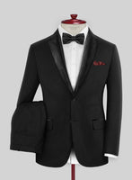 Black Merino Wool Tuxedo Suit - StudioSuits