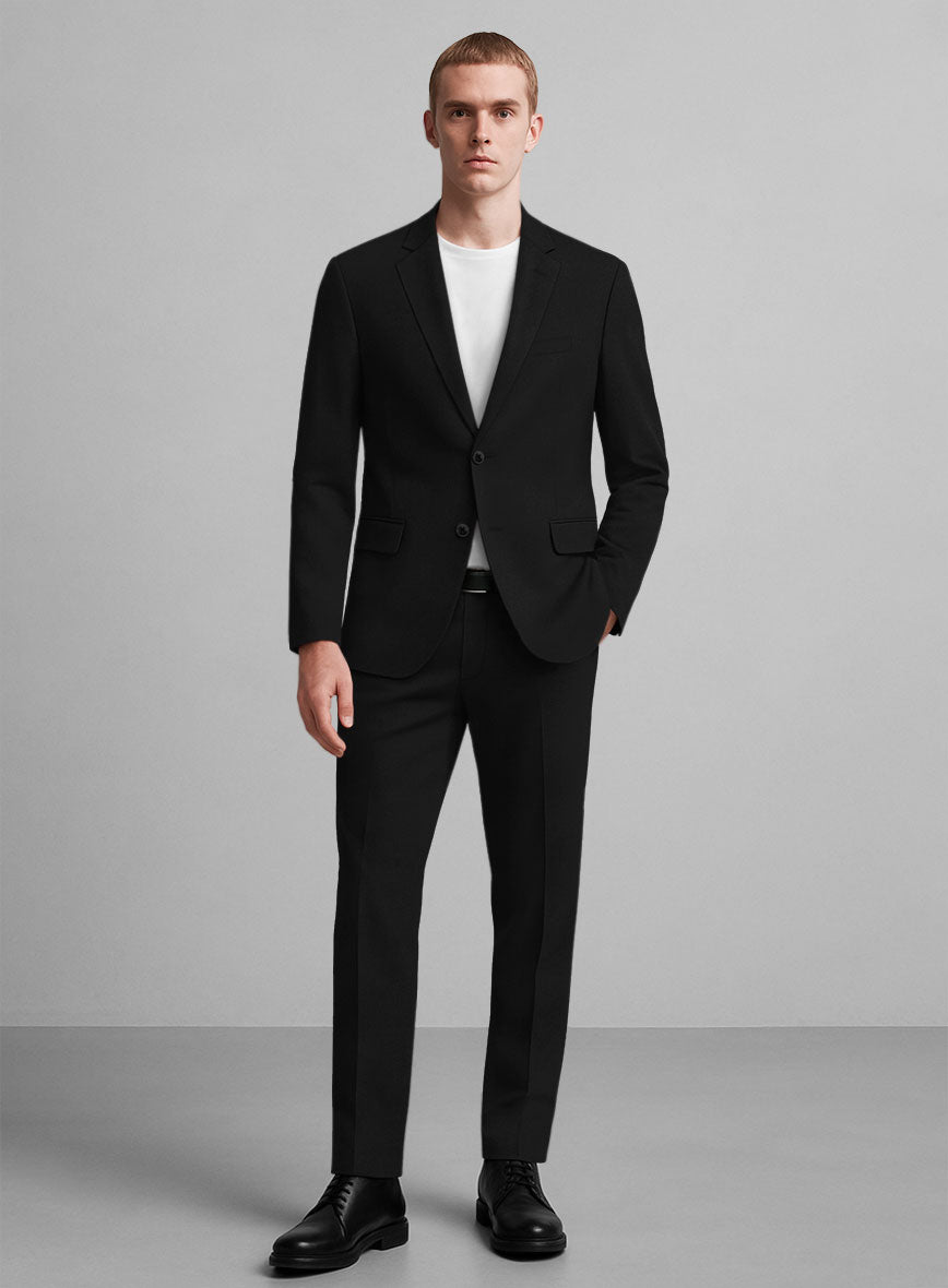 Black Napoli Stretch Light Weight Cotton Suit - StudioSuits