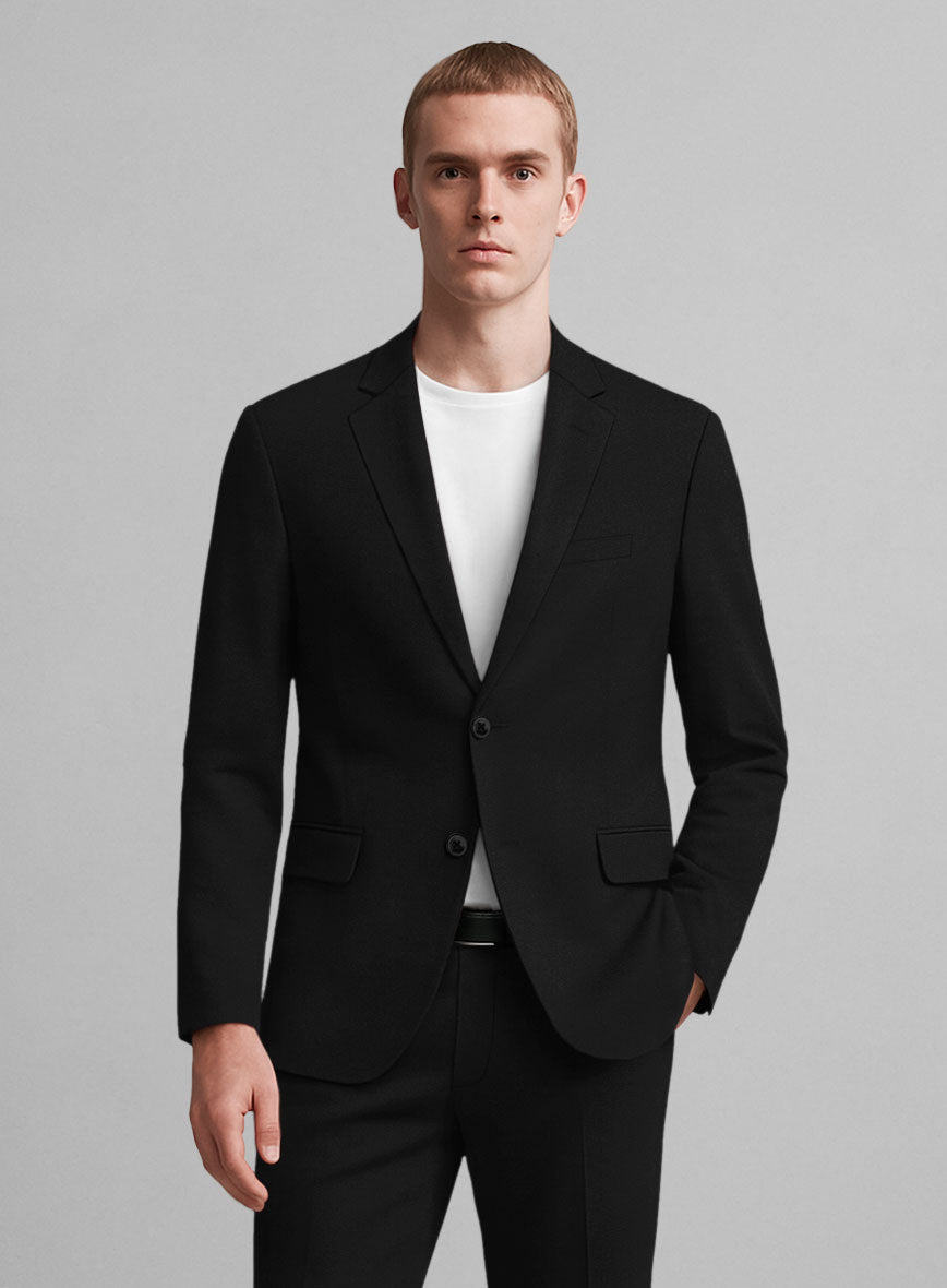 Black Napoli Stretch Light Weight Cotton Suit - StudioSuits