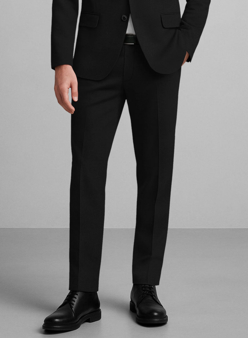 Black Napoli Stretch Light Weight Cotton Pants - StudioSuits