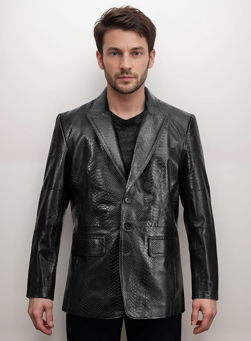 Black Python Catwalk Leather Blazer # 2 - StudioSuits