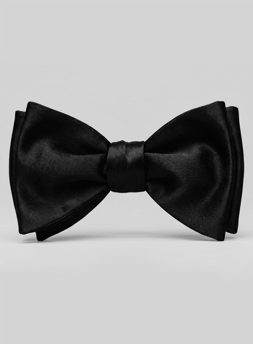 Black Satin Bow Tie (Self-Tied) - StudioSuits