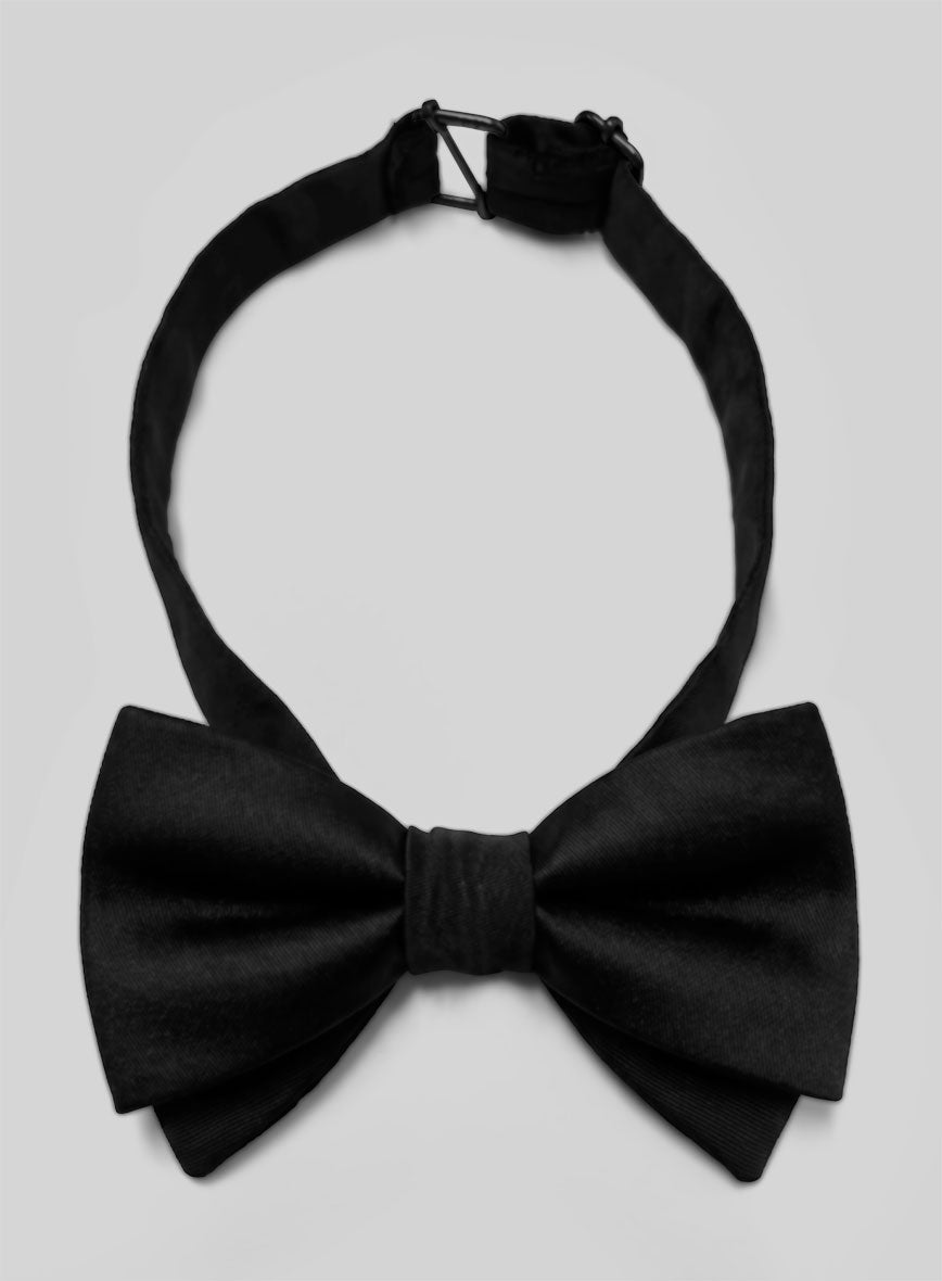 Black Satin Bow Tie (Self-Tied) - StudioSuits