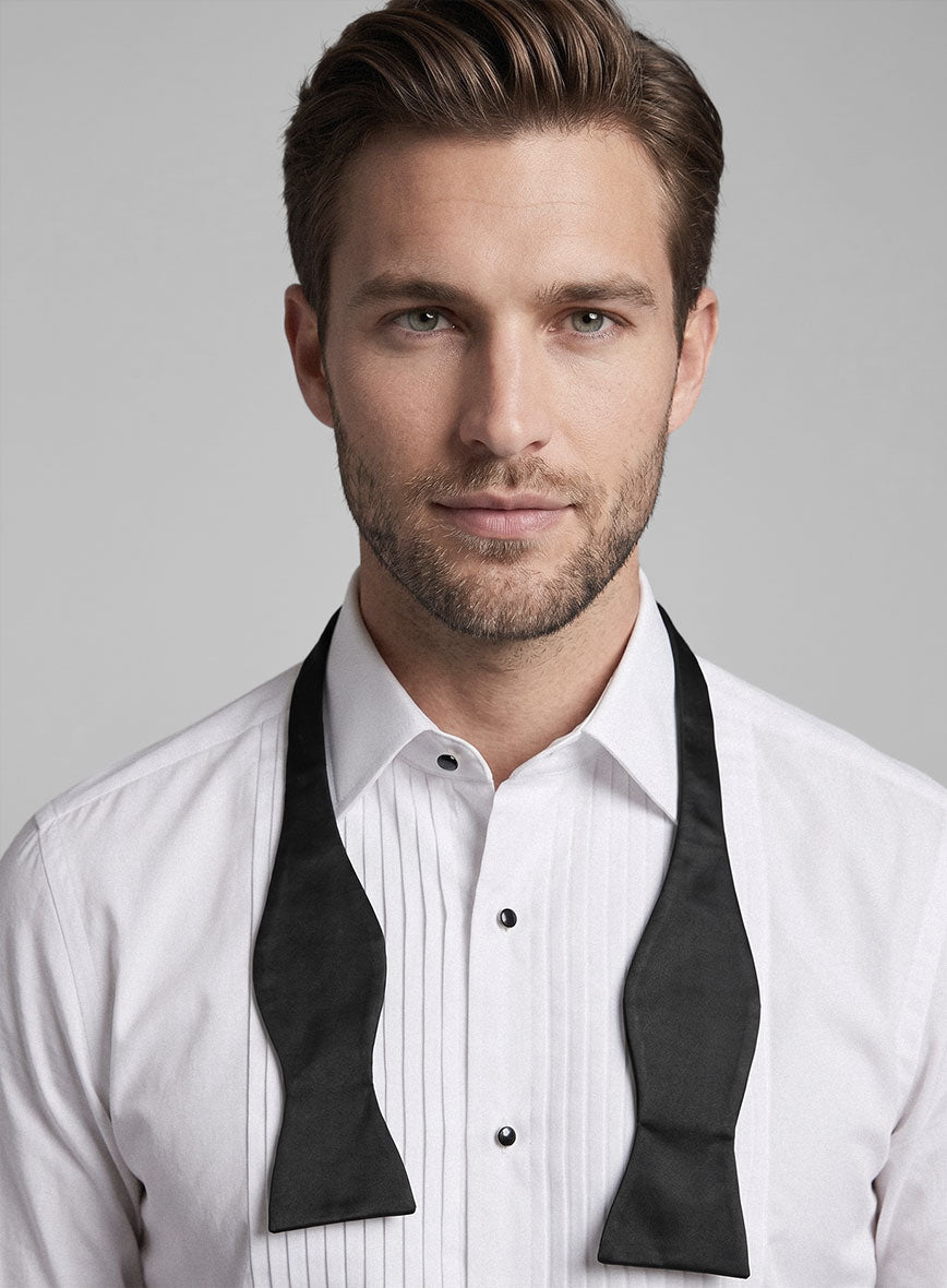Black Satin Bow Tie (Self-Tied) - StudioSuits