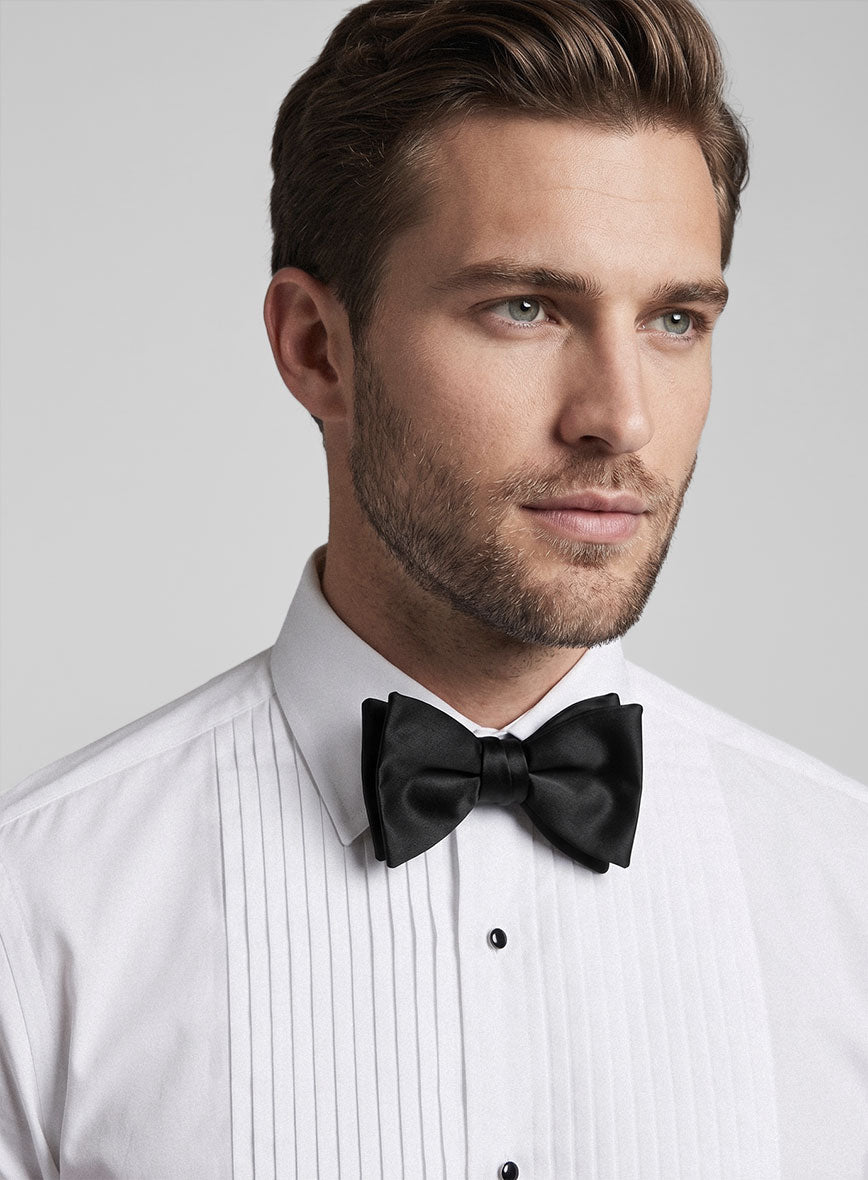 Black Satin Bow Tie (Self-Tied) - StudioSuits