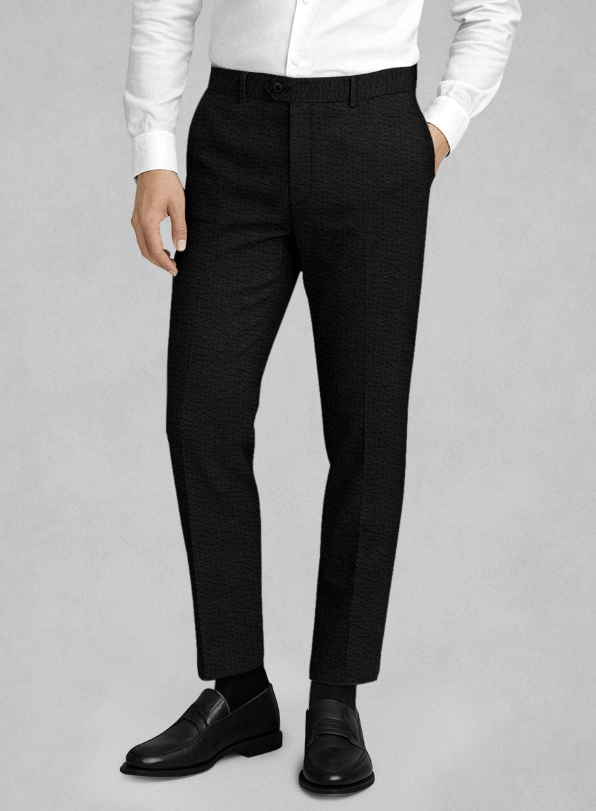 Black Seersucker Pants - StudioSuits