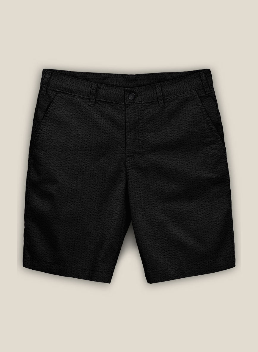 Black Seersucker Shorts - StudioSuits