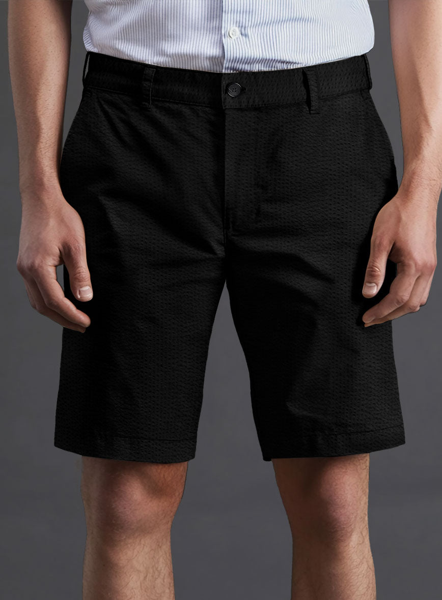 Black Seersucker Shorts - StudioSuits