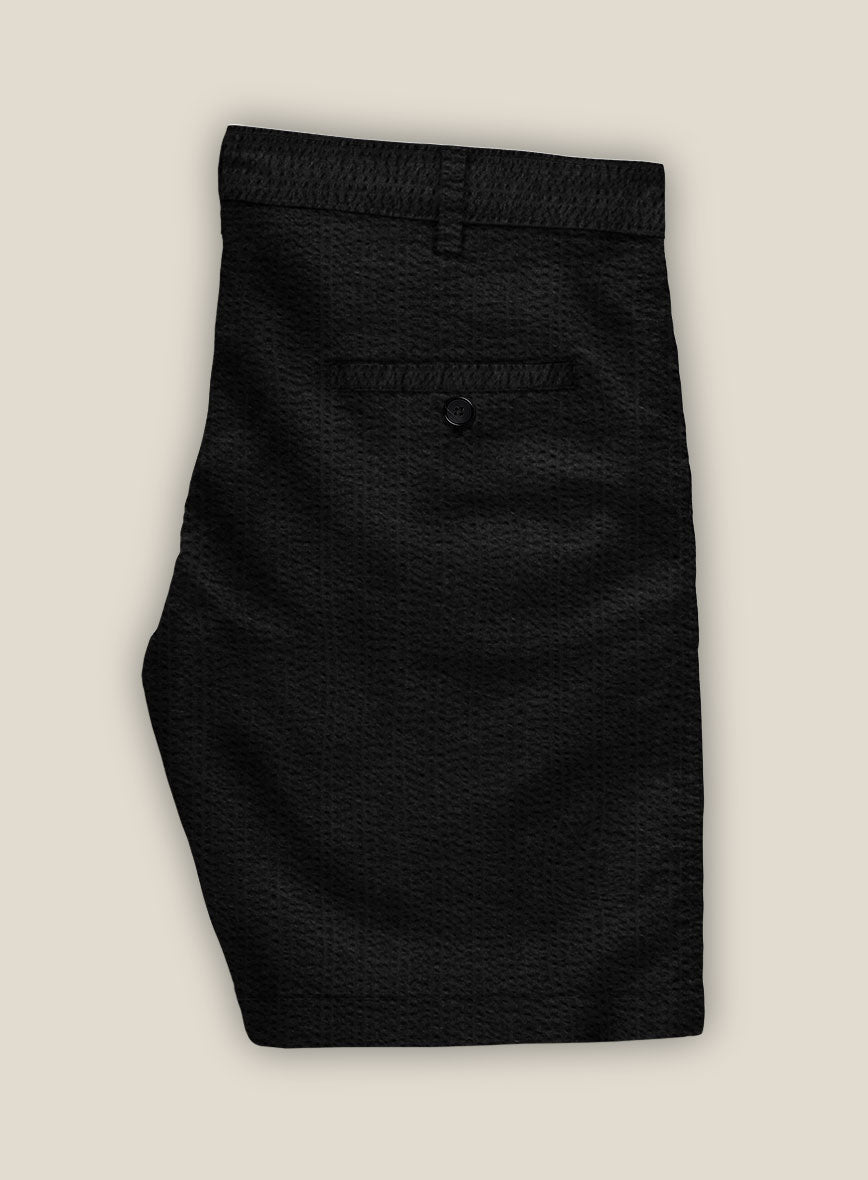 Black Seersucker Shorts - StudioSuits