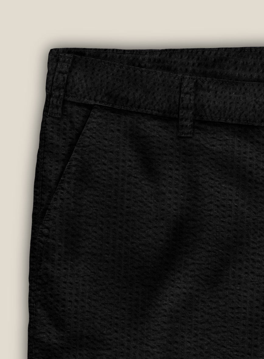 Black Seersucker Shorts - StudioSuits