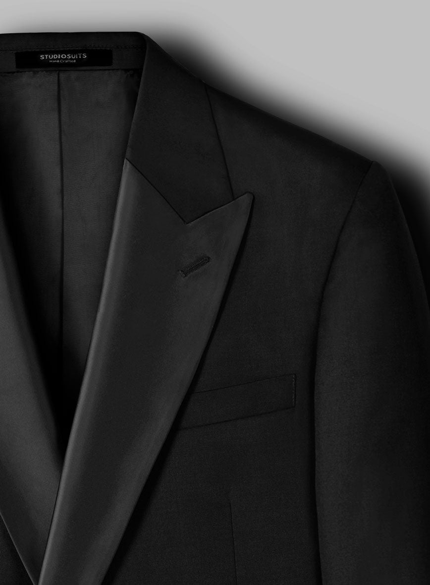 Black Smoking Double Breasted Jacket - StudioSuits