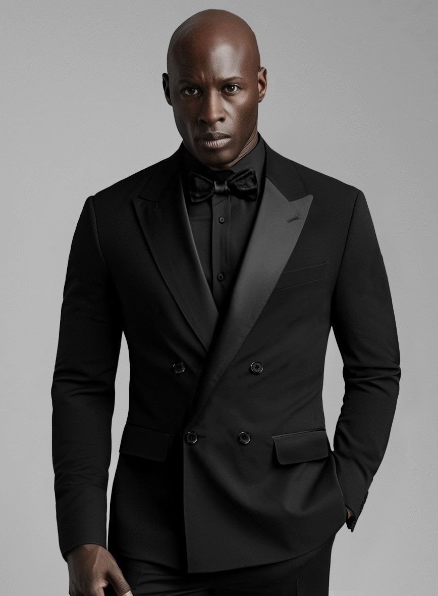 Black Smoking Double Breasted Tuxedo Suit - StudioSuits