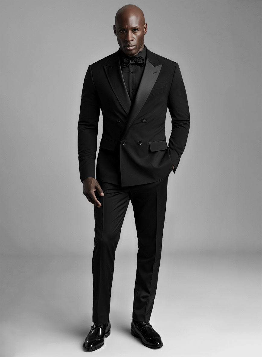 Black Smoking Double Breasted Tuxedo Suit - StudioSuits