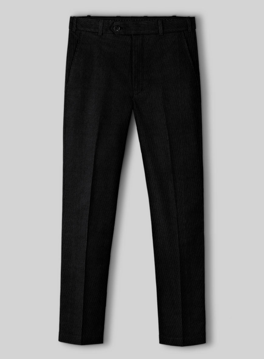 Black Stretch Pin Corduroy Pants - StudioSuits