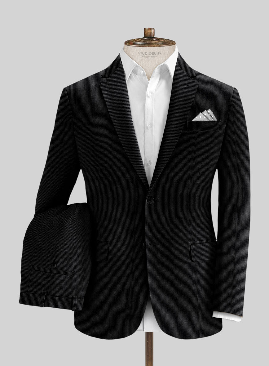 Black Stretch Pin Corduroy Suit – StudioSuits